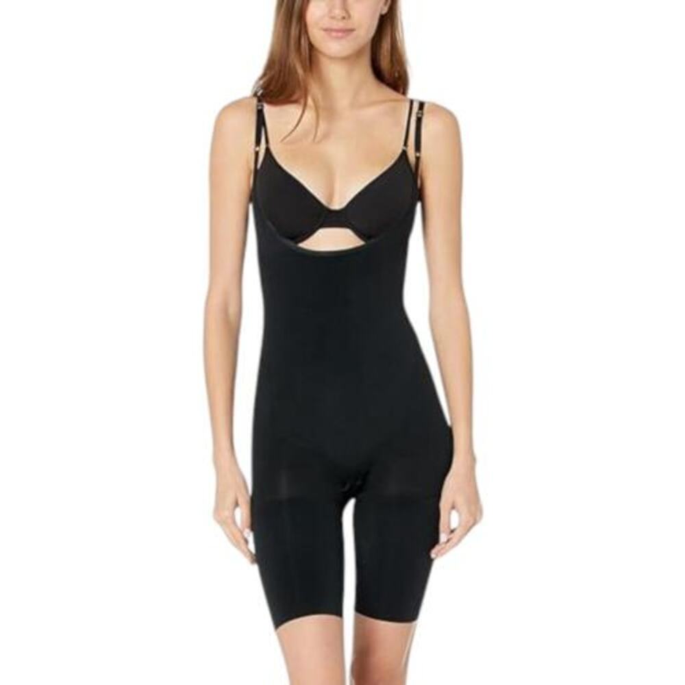 SPANX Women's Black Open-Bust Mid-Thigh Bodysuit Size L NWOT